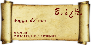 Bogya Áron névjegykártya